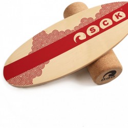 SCK Σανίδα Ισορροπίας PRO με κύλινδρο από φελλό / ξύλινο με κόκκινο σχέδιο