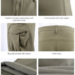 WATERPROOF SOFTSHELL MILITARY ARMY PANTS with Fleece Liner ΜΑΥΡΟ