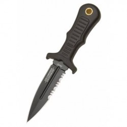 UNITED CUTLERY COMBAT COMMANDER MINI BOOT KNIFE, BLACK-SERRATED (UC2724)