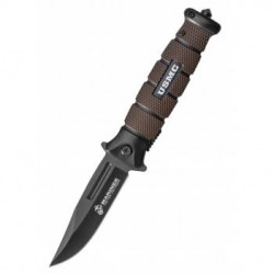 UNITED CUTLERY USMC COMBAT Assisted-Open Folding Knife, BLACK & BROWN