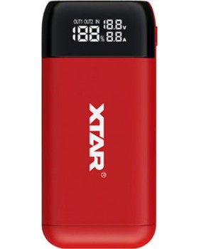 XTAR PB2S USB Φορτιστής 2 Μπαταριών Li-ion Μεγέθους 18650/21700 σε Κόκκινο χρώμα