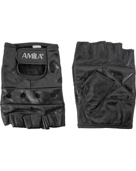 Γάντια Άρσης Βαρών AMILA Δέρμα Nappa Μαύρο L