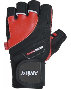 Γάντια Άρσης Βαρών AMILA Δέρμα Amara Κόκκινο/Μαύρο S