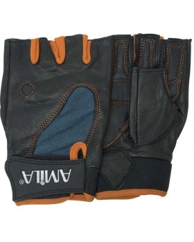 Γάντια Άρσης Βαρών AMILA Δέρμα Πορτοκαλί/Μαύρο M