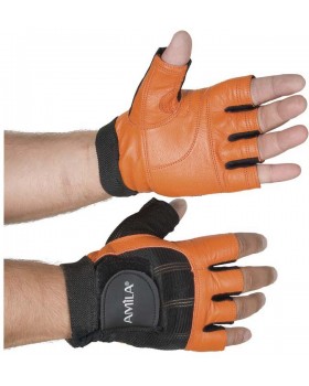 Γάντια Άρσης Βαρών AMILA Δέρμα Nubuk Μαύρο XL