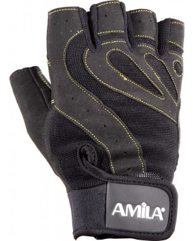 Γάντια Άρσης Βαρών AMILA Leather Μαύρο/Κίτρινο S