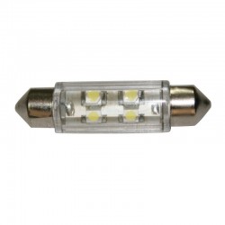 Λαμπάκι LED, 12V, T11 , SV8.5-8, ψυχρό λευκό - 2x4 LEDs 360°,11x39mm