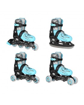 Αυξομειούμενα Πατίνια Roller INLINE/ICE-SKATES NILS EXTREME NH0320A 4 ΣΕ 1 Μπλε - SMALL (31-34)
