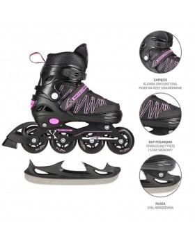 Αυξομειούμενα Roller NH11912 A 2σε1 Μαύρο/Ροζ Small(31-34) IN-LINE SKATES/HOCKEY ICE SKATES